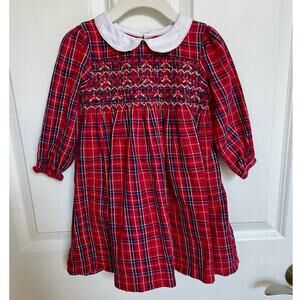 Jojo Maman Bebe Red Plaid Smocked Tartan Party Dress Size Size 18-24M
